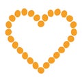 Apricots formed into a heart shape outline. Summertime Heart shaped frame border Copy space Template