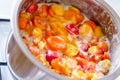 Apricots jam cooking in a pot Royalty Free Stock Photo
