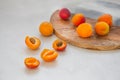 Apricots on light gray tabletop Royalty Free Stock Photo