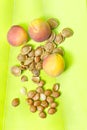 Apricots and pits Royalty Free Stock Photo