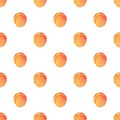 Apricots. Seamless pattern with fruits. Hand-drawn background. Vector illustration.