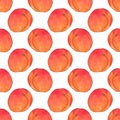 Apricots. Seamless pattern with fruits. Hand-drawn background. Vector illustration.