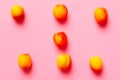 Apricots set of six over a fuscia background