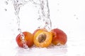 Apricots with water splash Royalty Free Stock Photo