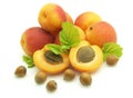 Apricots and wood nut Royalty Free Stock Photo