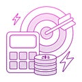 Financial Target concept with hand drawn outline doodle style