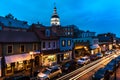 APRIL 9, 2018 - ANNAPOLIS MARYLAND - Maryland State Capitol is seen at dusk above Main Street. House, landmark Royalty Free Stock Photo