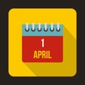 April 1, April Fools Day calendar icon, flat style Royalty Free Stock Photo