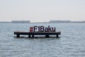 April 20, 2019 - Baku, Azerbaijan. Formula 1 sign placed in Caspian sea in Baku city