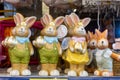 April 22, 2021 Balti Moldova goods on the market shelf. Illustrative editorial. Decorative bunnies or rabbits