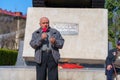 April 15, 2022 Balti Moldova, Protest against the ban on the St. George ribbon. Protesting pensioners