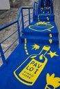 25 April 2022, The Blue and Yellow Stairs of Freedom in Povoa de Lanhoso, Braga. Stand Up for Ukraine, Stop the War.