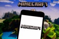 April 2, 2019, Brazil. Minecraft logo on Android mobile device. Minecraft is an open-world, independent, sandbox-style electronic