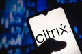 April 27, 2021, Brazil. In this photo illustration the Citrix Systems logo seen displayed on a smartphone screen Royalty Free Stock Photo