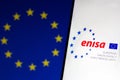 April 19, 2022, Brazil. In this photo illustration the European Union Agency for Cybersecurity ENISA logo seen displayed on a