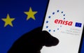 April 19, 2022, Brazil. In this photo illustration the European Union Agency for Cybersecurity ENISA logo seen displayed on a