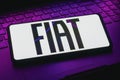 April 26, 2023, Brazil. In this photo illustration, the FIAT logo is displayed on a smartphone screen