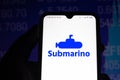 April 15, 2021, Brazil. In this photo illustration the Submarino logo seen displayed on a smartphone screen