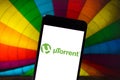 April 22, 2019, Brazil. UTorrent logo on Android mobile device.