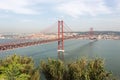 25 April Bridge in Lisbon over the Tagus River Royalty Free Stock Photo