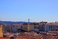 25 of april bridge ponte 25 de abril over the tejo river, seen from the alfama, the old town in lisbon Royalty Free Stock Photo