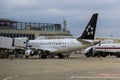 Terminal of Ferenc Liszt International Airport in Budapest, Hungary, used by passenger airplane LOT Polish Airlines