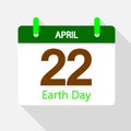 April Calendar 22 Earth Day Royalty Free Stock Photo