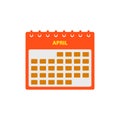 April Calendar Icon Set. Royalty Free Stock Photo