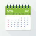 April 2021 Calendar Leaf. Calendar 2021 in flat style. Vector illustration. Royalty Free Stock Photo