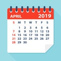 April 2019 Calendar Leaf - Vector Illustration