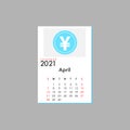 April 2021 Calendar Leaves Flat