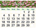 April 2022 Calendar for organizer to plan and reminder on nature background