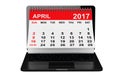 April 2017 calendar over laptop screen. 3d rendering Royalty Free Stock Photo