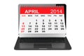 April calendar over laptop screen Royalty Free Stock Photo