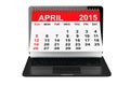 April calendar over laptop screen Royalty Free Stock Photo