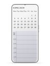 April 2023 calendar smartphone