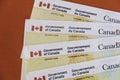 April 17 2020 - Calgary, Alberta Canada - Revenue Canada GST credit cheques to stimulat economy during Covid 19 Pandemic