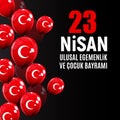 23 April Children`s day Turkish Speak: 23 Nisan Cumhuriyet Bayrami. Vector Illustration