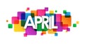 APRIL colorful overlapping squares banner Royalty Free Stock Photo