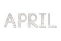 April. Creative hand drawn letters. Coloring page.