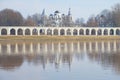 April day at the Yaroslav Court. Veliky Novgorod. Russia