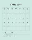 April 2018 desk calendar vector illustration