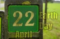 22 April Earth Day created with a house number shield