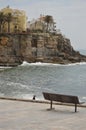 April 15, 2014. Estoril, Cascais, Sintra, Lisbon, Portugal. Beautiful House And Cliffs Near The Beach Of Poca On The Coast Of Royalty Free Stock Photo