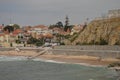 April 15, 2014. Estoril, Cascais, Sintra, Lisbon, Portugal. Nice Shot Of Poca Beach On A Cloudy Day On The Coast Of Estoril. Royalty Free Stock Photo