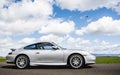 April 2, 2018 Eugene Oregon - A silver Porsche 911.