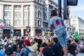 London, UK - April 19, 2019: Extinction Rebellion Protesters in Oxford Street