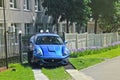 Kiev, Ukraine. April 2, 2014. Ferrari California in Kiev Motor Show. Blue supercar