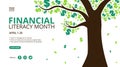 April is financial literacy month background design with a profit tree illustration Royalty Free Stock Photo