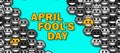 April Fool\'s Day. Background with many multi-colored emoticons